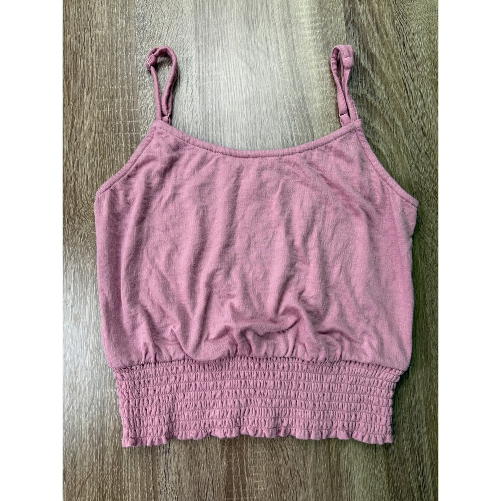 Mudd Pink Smocked Hem Cami Top Small Adjustable Straps Mauve Blouse